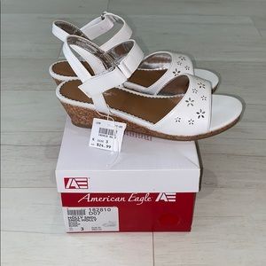 White little girl wedge sandals